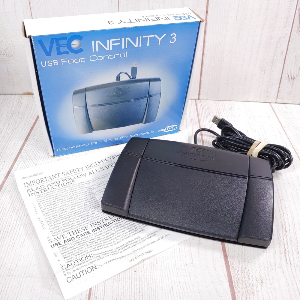 TESTED - VEC Infinity 3 USB Foot Control - IN-USB-3 Ver B - Black Transcription